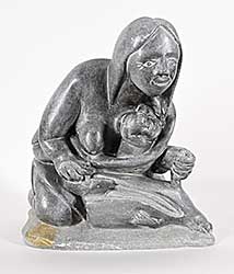 #1023 ~ Arnamissak - Untitled - Mother Nursing while Slicing Seal #1023 ~ Arnamissak - Untitled - Mother Nursing while Slicing Seal