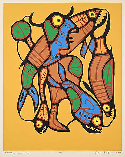 #1128 ~ Morrisseau - Metamorphosis - Man into Fish  #67/99