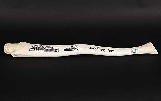 #1223 ~ School - Untitled - Oosik Scrimshaw of Inuit Life